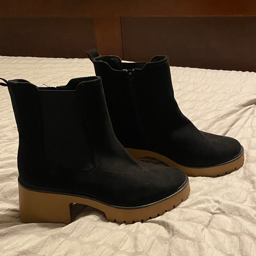 Target Black Ankle Boots with Brown Sole